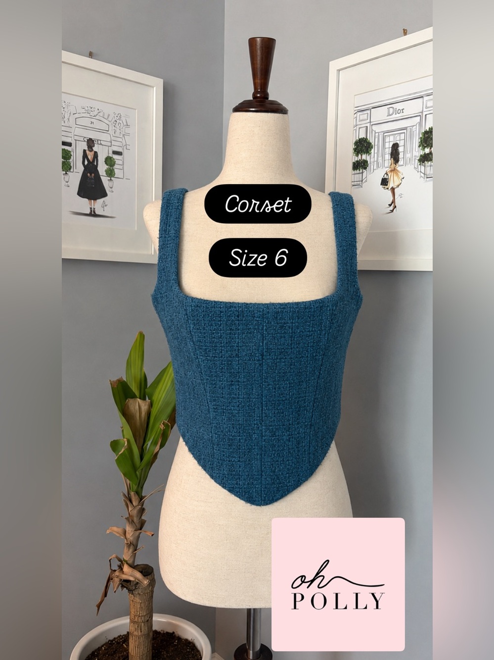 Oh Polly Teal Textured Corset Top